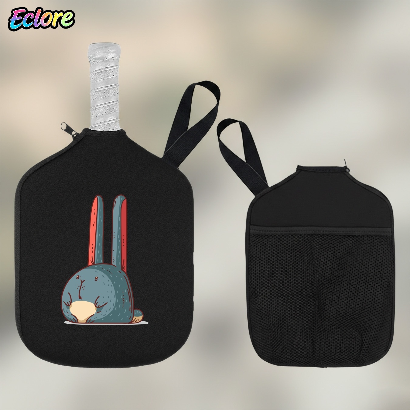 Table Tennis Usa - Niedliche Kaninchen-Pickleball-Schlägertasche, Langlebige Cartoon-Schlägerhülle für Tischtennis,