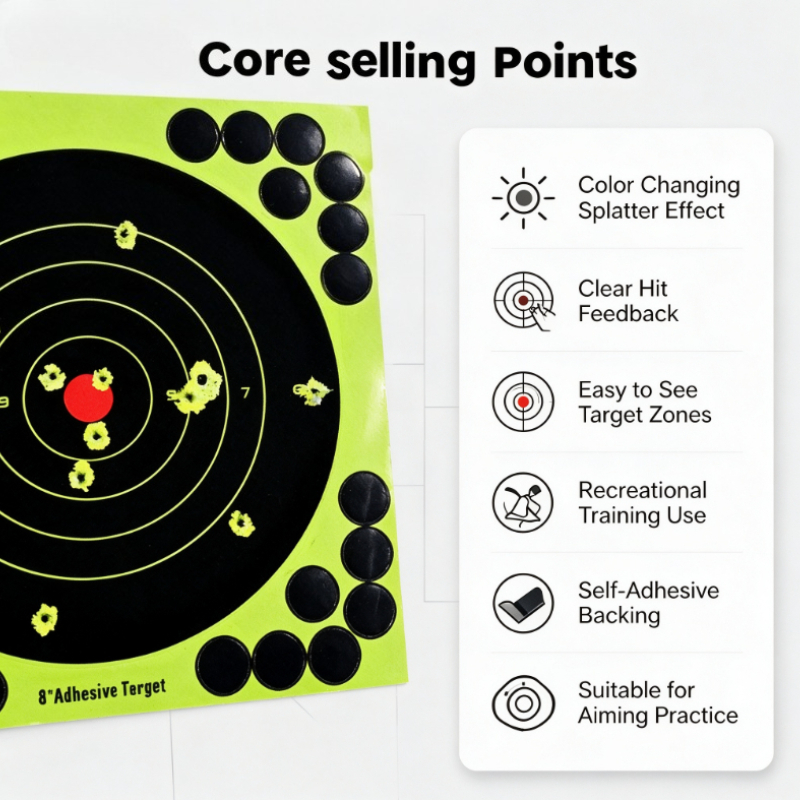 Practice Target Board - 50/100/150/200/250 Stück Farbspritzer-Zieltrainingsblätter, selbstklebendes reaktives Papier