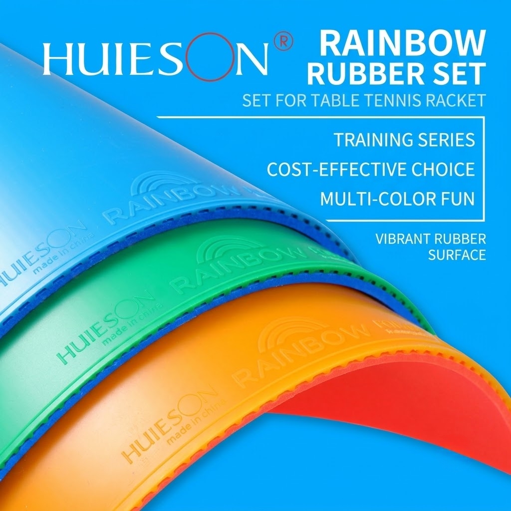 Table Tennis Basic - Buntes Tischtennisgummi-Set in Regenbogenfarben mit Umkehrgummi