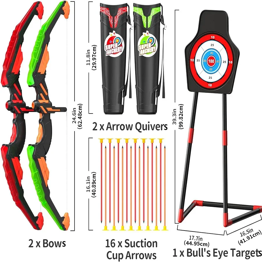 Practice Target Board - MQUDUO Dual-Bogenschieß-Übungsset mit Leuchtbögen, Rundem Zielscheibenbrett